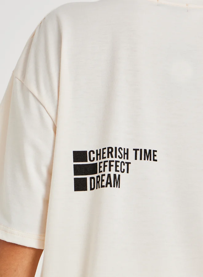 Take Two Text Print Short Sleeve T-Shirt and Wide Leg Joggers Co-Ords