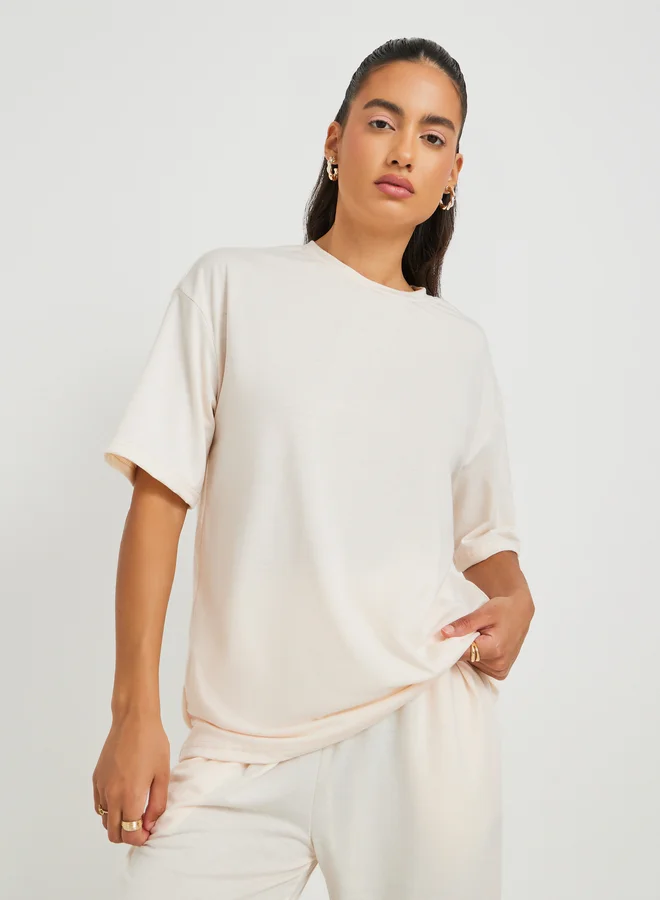 Take Two Text Print Short Sleeve T-Shirt and Wide Leg Joggers Co-Ords
