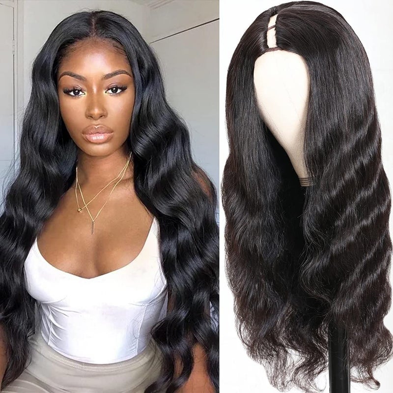 Beauty Forever Body Wave U Part Human Hair Wig 150 Density 10A GradeBrazilian Human Hair Glueless Full Head Clip in Half Wig Free Part Natural Color 14 Inch