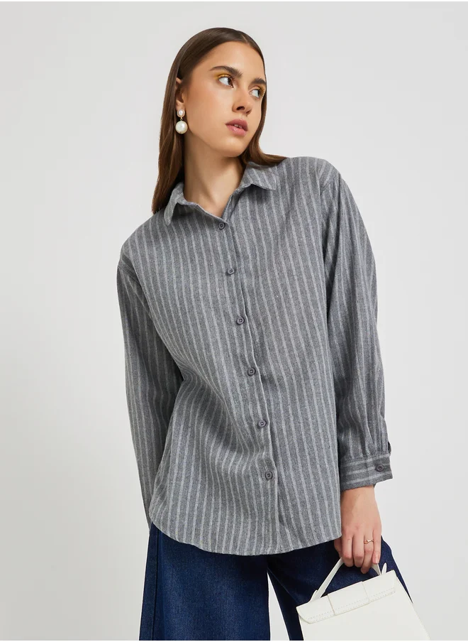تايك تو Take Two Striped Spread Collar Regular Fit Shirt