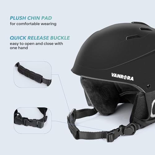 VANRORA Ski Helmet, Snowboard Helmet - Black, S - Image 4