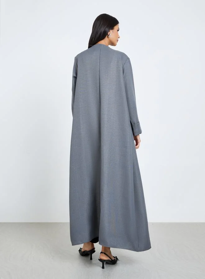 Amirah  Grey Open Front Buttoned Abaya for Women | Best Price UAE