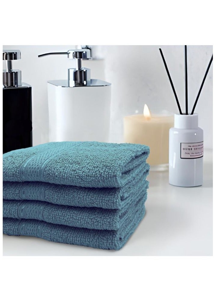 BYFT Daffodil (Light Blue) Premium Face Towel (30x30Cm-Set of 1) Cotton, Highly Absorbent and Quick dry, Hotel and Spa Quality Bath linen with Stripe Diamond Dobby-500Gsm - Image 1