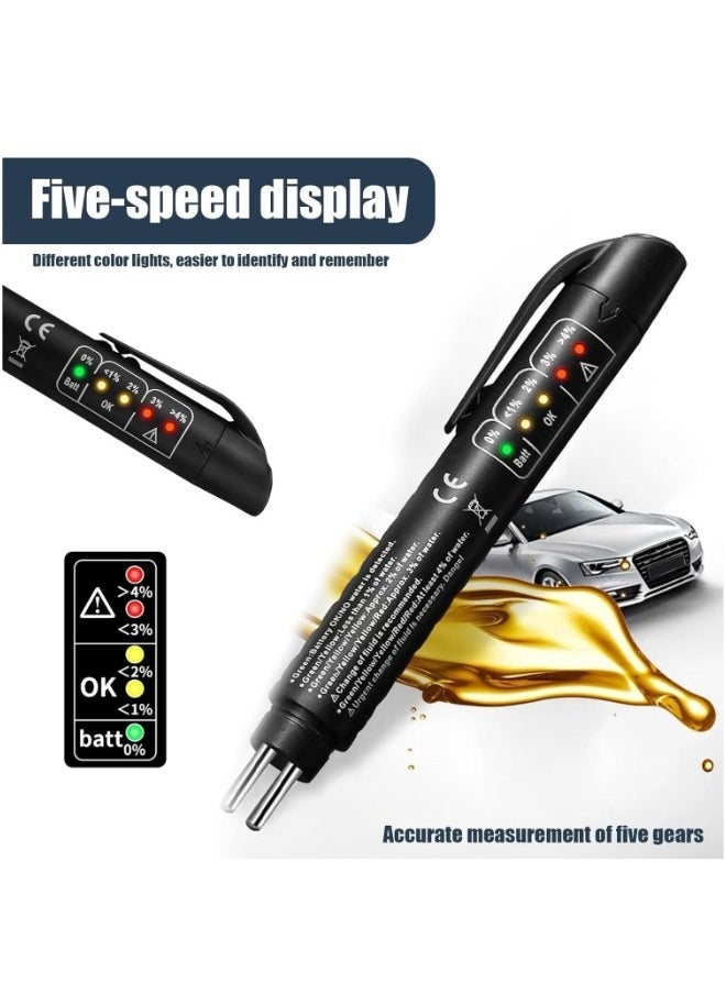 ShebSheb - Brake Fluid Liquid Tester Pen with 5 LED Indicators, Calibrated For DOT3 DOT4 Brake Fluid - Image 1