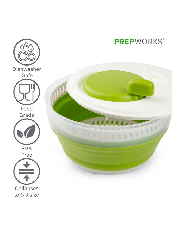 Progressive International Prepworks by Progressive 3 Quart Space Saving Folding Collapsible Drainer, & Colander for Salad Preparation and Food Washing (Green) - Image 2