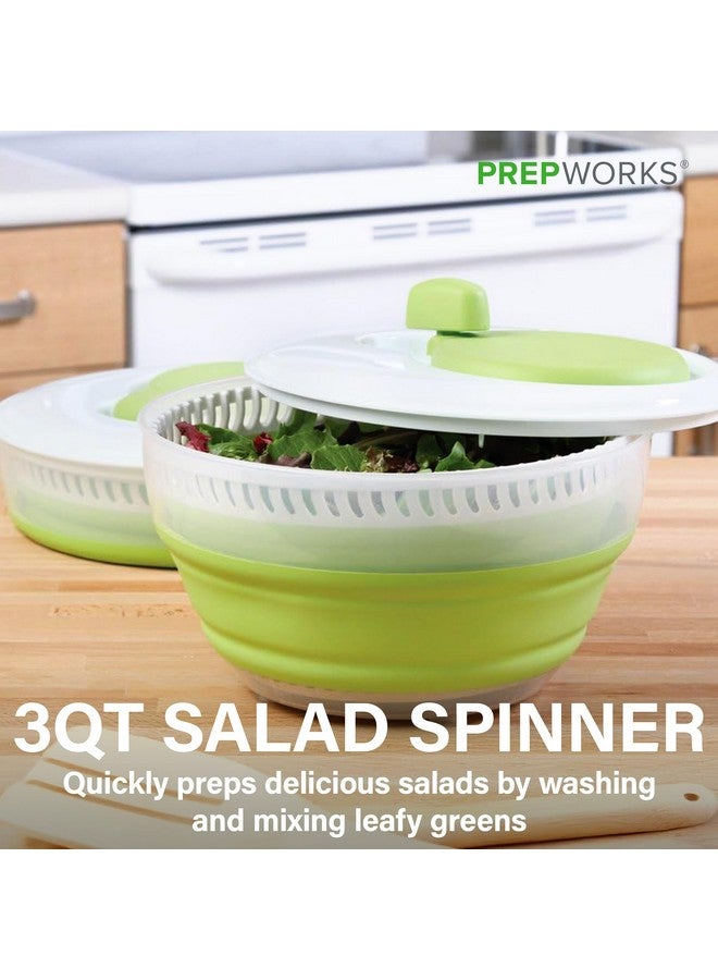Progressive International Prepworks by Progressive 3 Quart Space Saving Folding Collapsible Drainer, & Colander for Salad Preparation and Food Washing (Green) - Image 1
