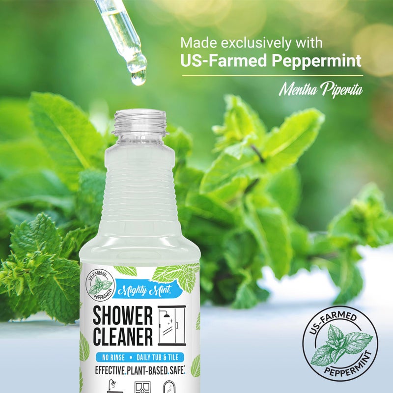 Mighty Mint Shower Cleaner, No-Rinse, No-Scrub, Daily Spray for Glass, Tile, Grout, Fresh Peppermint Scent, 16oz - Image 4