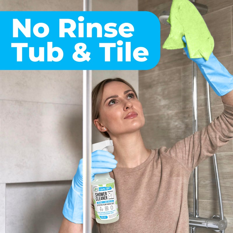 Mighty Mint Shower Cleaner, No-Rinse, No-Scrub, Daily Spray for Glass, Tile, Grout, Fresh Peppermint Scent, 16oz - Image 3