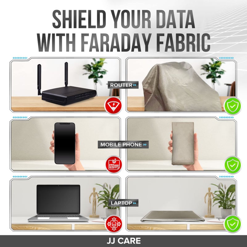 JJ CARE قماش فاراداي من JJ CARE [عبوة من 2، 44" × 39" قماش فاراداي + شريط فاراداي طويل 1" × 24" + تعليمات] - قماش عسكري الدرجة - Image 5