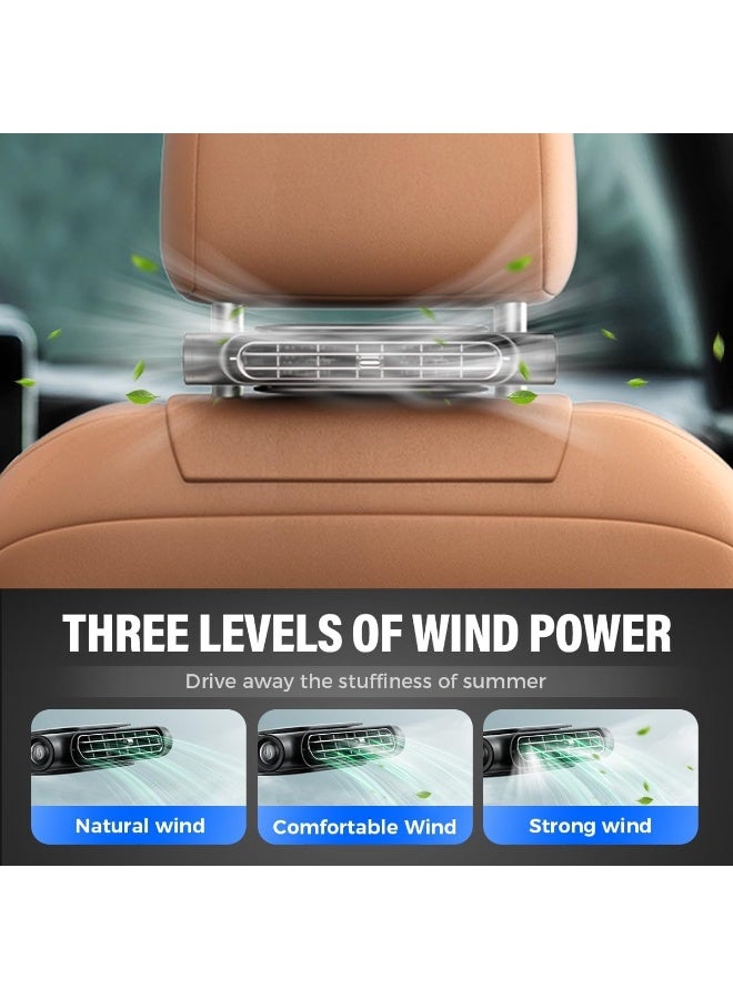 MarlaMall Car Backseat Fan,Car Seat Cooling Fan,Angle Adjustable Carseat Cooler,Portable Ventilation Fans,3000mAh Rechargeable,Clip On Air Circulator,Electric Vehicle Fans for Road Trips Camping(Black) - Image 5