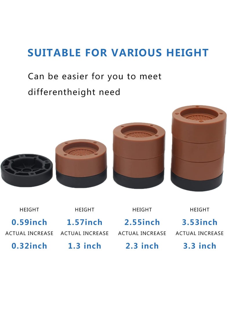 Generic Brown round bed furniture riser (set of 4) bed frame, sofa, chair, heavy duty table leg accessories Bed foot pads furniture raised table and chair pads sofa coffee table cabinet heightening pads edging  - Image 3