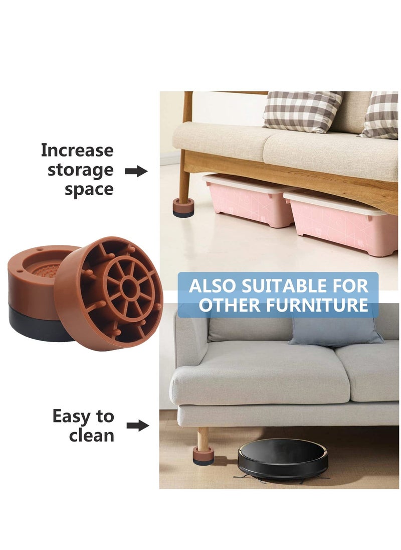 Generic Brown round bed furniture riser (set of 4) bed frame, sofa, chair, heavy duty table leg accessories Bed foot pads furniture raised table and chair pads sofa coffee table cabinet heightening pads edging  - Image 2