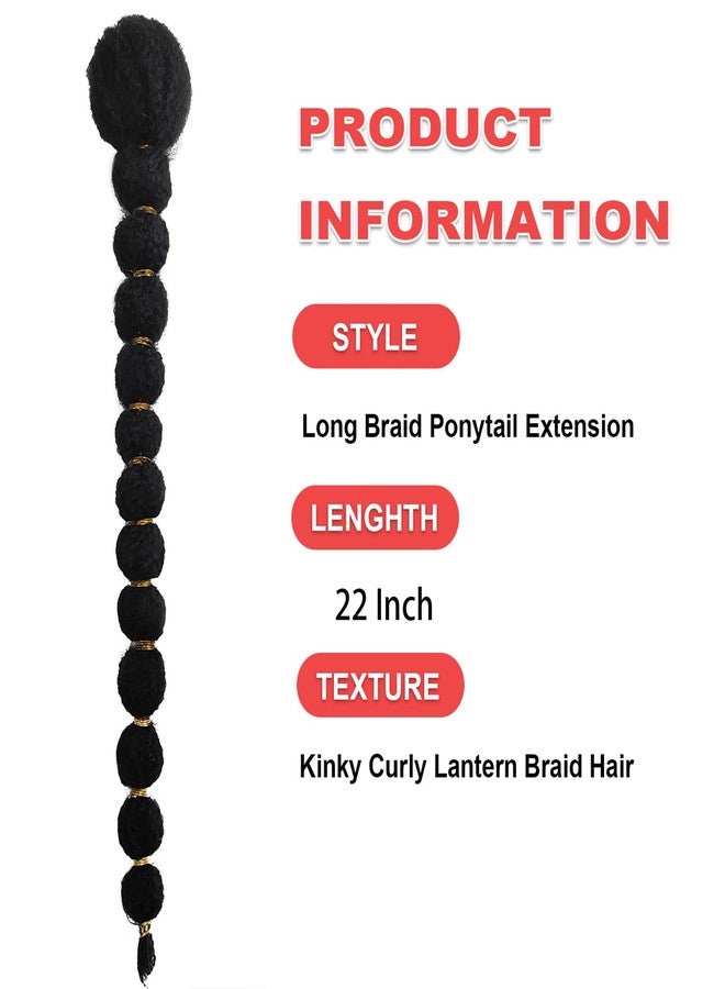 shufang Drawstring Ponytail for Black Women 22 Inch Black Kinky Afro Bubble Braided Ponytail Extension Clip on Pony Tail Hair Extension Curly Braided Afro Puff Drawstring - Image 2