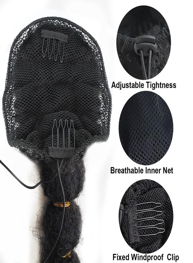 shufang Drawstring Ponytail for Black Women 22 Inch Black Kinky Afro Bubble Braided Ponytail Extension Clip on Pony Tail Hair Extension Curly Braided Afro Puff Drawstring - Image 4