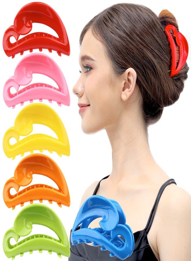 RC ROCHE ORNAMENT 6 Pcs Womens Hair Clips Claws Jaw French Barrette Clutcher Interlocking Teeth Strong Hold No Slip Grip Clasp Clamp Minimal Beauty Fashion Accessory, Large Rainbow Multicolor - Image 1