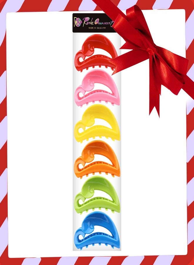 RC ROCHE ORNAMENT 6 Pcs Womens Hair Clips Claws Jaw French Barrette Clutcher Interlocking Teeth Strong Hold No Slip Grip Clasp Clamp Minimal Beauty Fashion Accessory, Large Rainbow Multicolor - Image 5