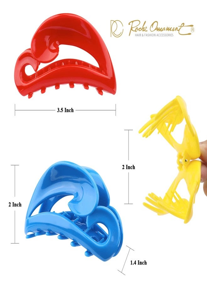 RC ROCHE ORNAMENT 6 Pcs Womens Hair Clips Claws Jaw French Barrette Clutcher Interlocking Teeth Strong Hold No Slip Grip Clasp Clamp Minimal Beauty Fashion Accessory, Large Rainbow Multicolor - Image 3