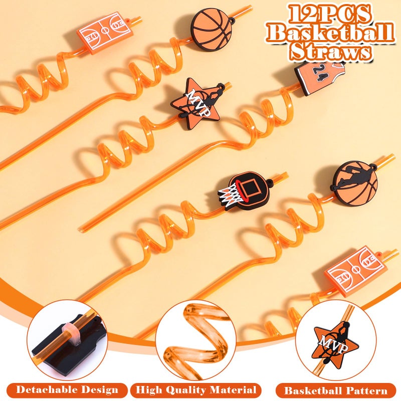 Winrayk 122Pcs Basketball Party Favors Birthday Supplies, Gift Bags Straws Stress Balls Tattoo Stickers Silicone Wristbands, Gifts Toys Goodie Bag Stuffers Sports Basketball Party Supplies Decorations - Image 2