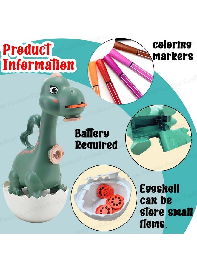 FunBlast FunBlast Dino Flashlights Projector Torch for Kids - Projection Light for Kids, Slide Projector Torch for Kids, 6 Slides with Color Markers & Reusable Canvas Coloring Kit (Green)  - Image 4