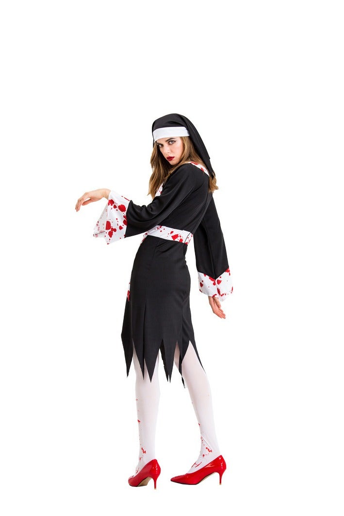 Halloween lady costume, 3-piece set, headpiece, skirt, socks, Halloween Party Supplies - Image 1
