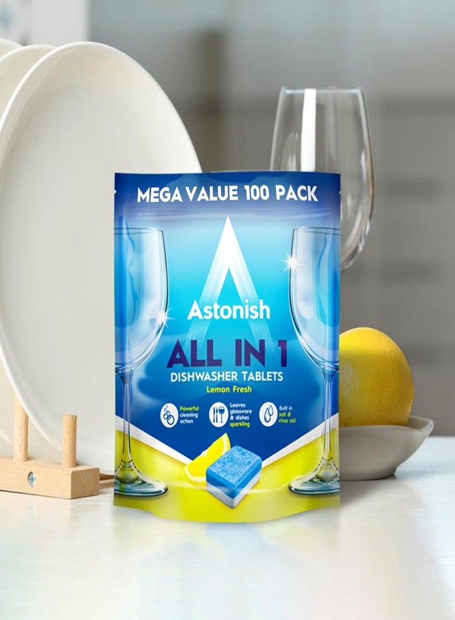 GROB Astonish All in 1 Dishwasher Tablets |Pack of 100| Suitable for hard water areas | Remove the toughest stains including tea, coffee and dried food | Vegan, Cruelty-free product - Smart Living Product - Image 1