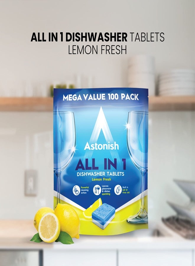 GROB Astonish All in 1 Dishwasher Tablets |Pack of 100| Suitable for hard water areas | Remove the toughest stains including tea, coffee and dried food | Vegan, Cruelty-free product - Smart Living Product - Image 3