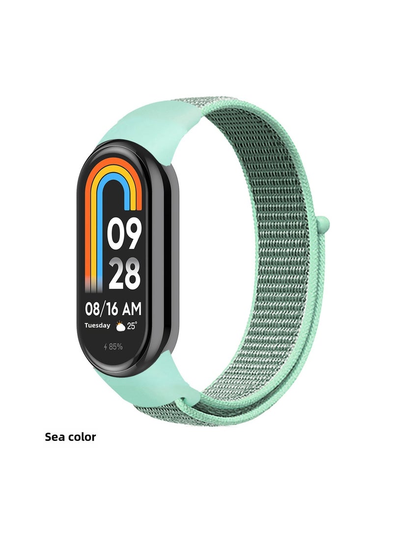 Generic 1 x 5 pcs Nylon Loop Strap for Xiaomi Mi Band 9/8 26# blue sea color 