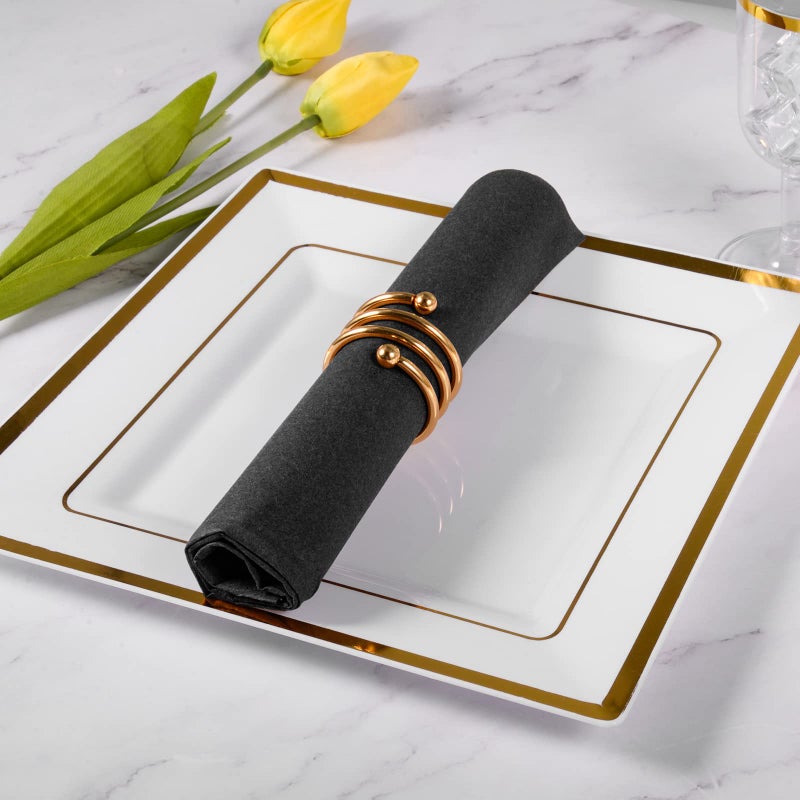 pyntop Linen Feel Disposable Dinner Napkins, 100 Pack Colored Decorative Paper Napkin 17"x12" Soft Hand Towel Absorbent Disposable Guest Towel for Wedding, Bathroom, Party Or Event (Black) - Image 3