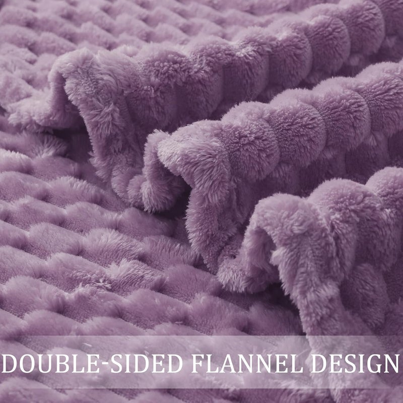 Large 3D Fleece Blanket for Sofa, Couch, Grayish Purple | 127x178 cm, Super Soft Lightweight Plush Throw Blanket for Adults, Decorative Fluffy Sofa Throw for Living room, All Seasons - Image 5
