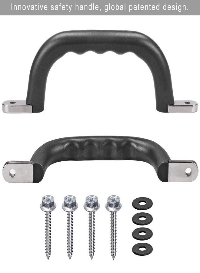 Dolibest Set of 2 Non-Slip Solid Playground Safety Handles, Swing Set Kids Safety Hand Grips for Playset, Climbing Frame, Play House, Indoor Monkey Bars & Treehouse Accessories, Black, 10" - Image 2