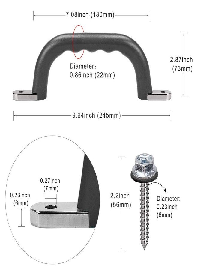 Dolibest Set of 2 Non-Slip Solid Playground Safety Handles, Swing Set Kids Safety Hand Grips for Playset, Climbing Frame, Play House, Indoor Monkey Bars & Treehouse Accessories, Black, 10" - Image 4