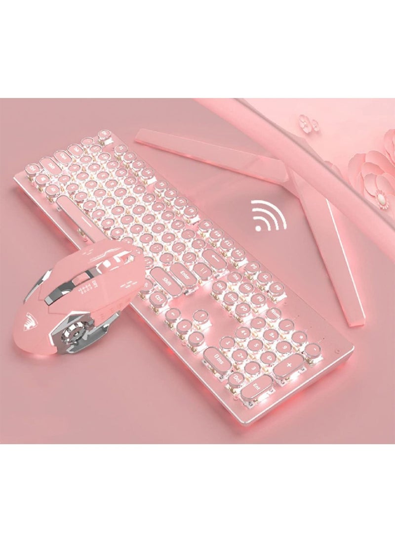 GT-Wheel - Gaming wireless Keyboard with Mouse set USB Port Retro Punk Typewriter Style - Image 1