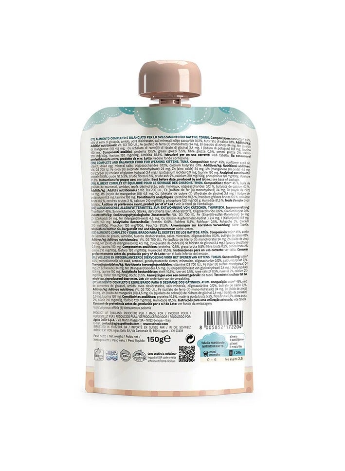 Schesir Kitten Pouch Cream 0-6 Tuna Wet Food 150g - Image 2