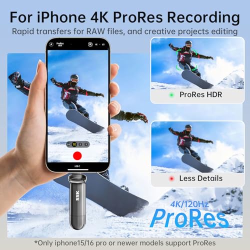 SSK 1TB USB Flash Drive SSD, External TLC NAND Solid State Drive Dual USBC & USBA Ports, Up to 1000MB/s High-Speed Portable 1TB USB Thumb Drive for iPhone 15/16/17 Pro Mac Android PC Backup - Image 4