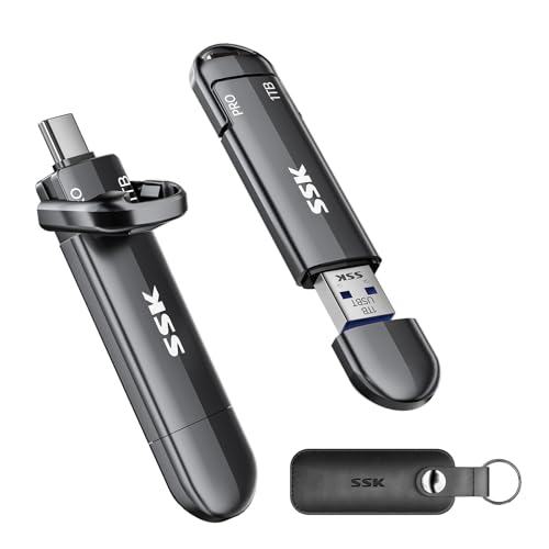 SSK 1TB USB Flash Drive SSD, External TLC NAND Solid State Drive Dual USBC & USBA Ports, Up to 1000MB/s High-Speed Portable 1TB USB Thumb Drive for iPhone 15/16/17 Pro Mac Android PC Backup - Image 1