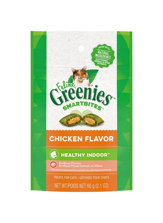 Greenies Greenies Feline Smartbites Healthy Indoor Natural Treats for Cats, Chicken Flavor, 2.1 oz. Pouch  - Image 1