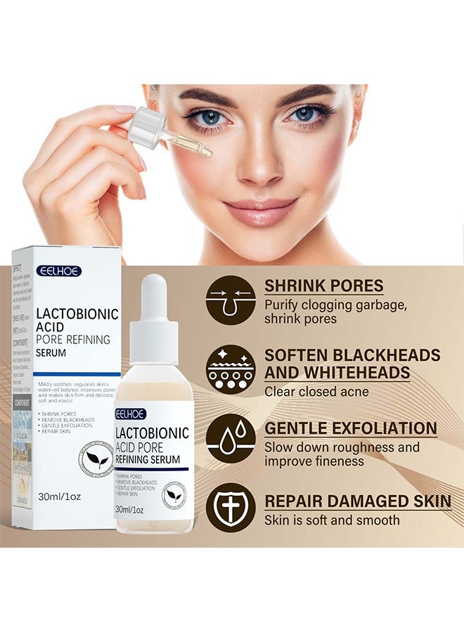 EELHOE Lactobionic Acid Pore Refining Serum, Lactobionic Acid, Pores Tightening Serum, Vegan Pore Minimizer For Men And Women Regardless Of Age, 30ML - Image 4