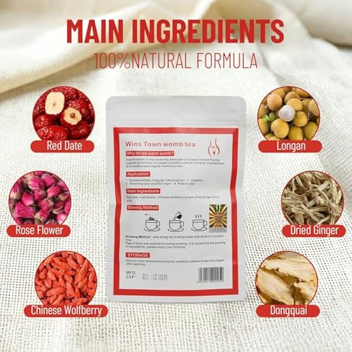 Wins Town Womb Tea, Herbal Tea for Women's Health, Support Uterus Clean and Detox, 10 Tea Bags - Image 4