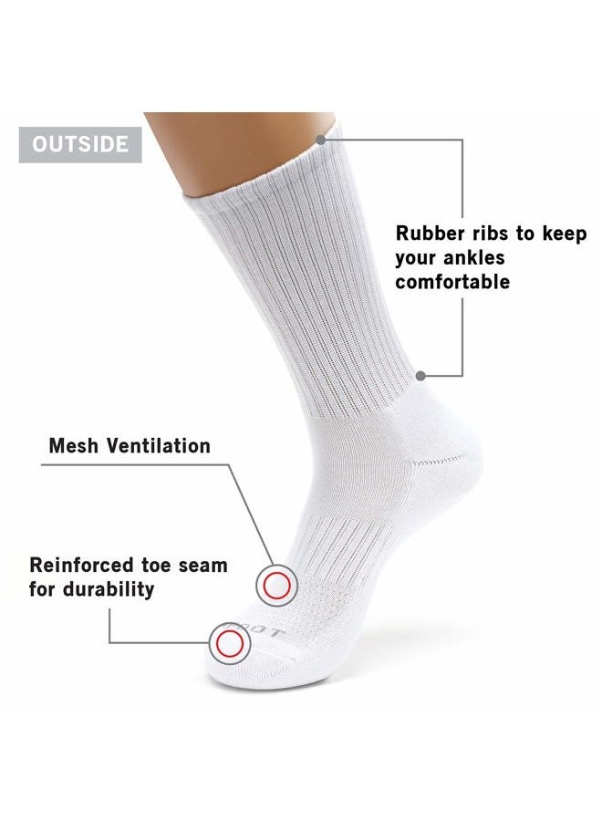 MONFOOT Women's and Men's 3-8 Pairs Athletic Cushion Crew Socks Multi, [Solid] White (8 Pairs), S - Image 2
