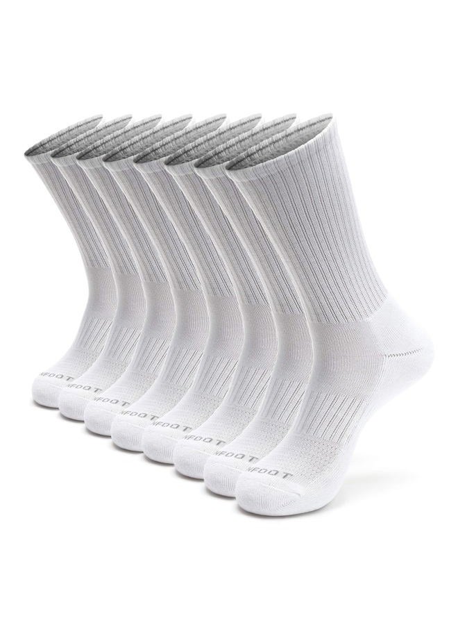 MONFOOT Women's and Men's 3-8 Pairs Athletic Cushion Crew Socks Multi, [Solid] White (8 Pairs), S - Image 1