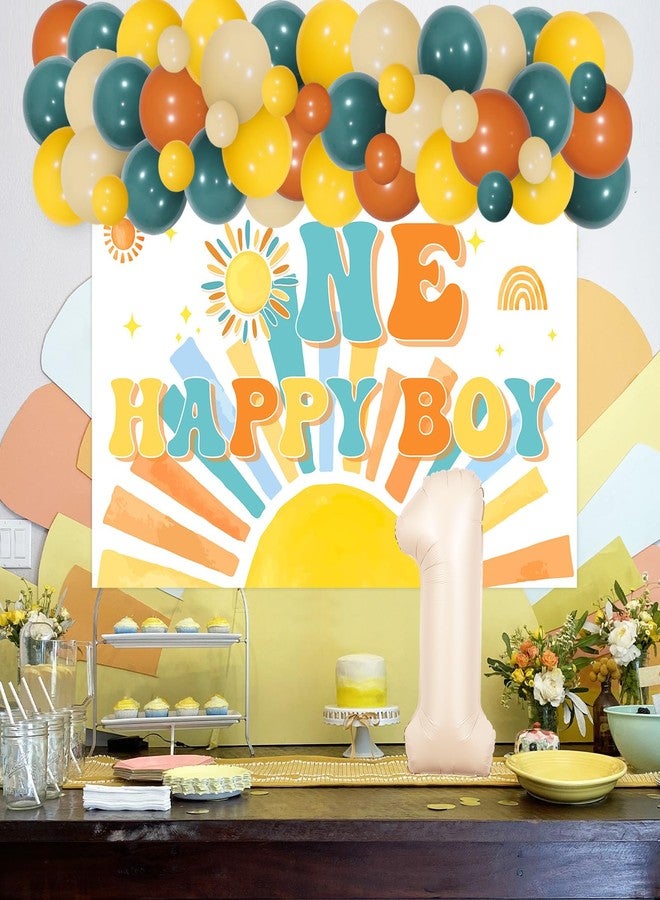 Cheereveal Sun 1st Birthday Decorations for Boy, One Happy Boy Balloon Garland Arch Kit, Boho Sun Theme First Birthday Decorations, Groovy Retro First Trip Around the Sun Party Supplies - Image 4