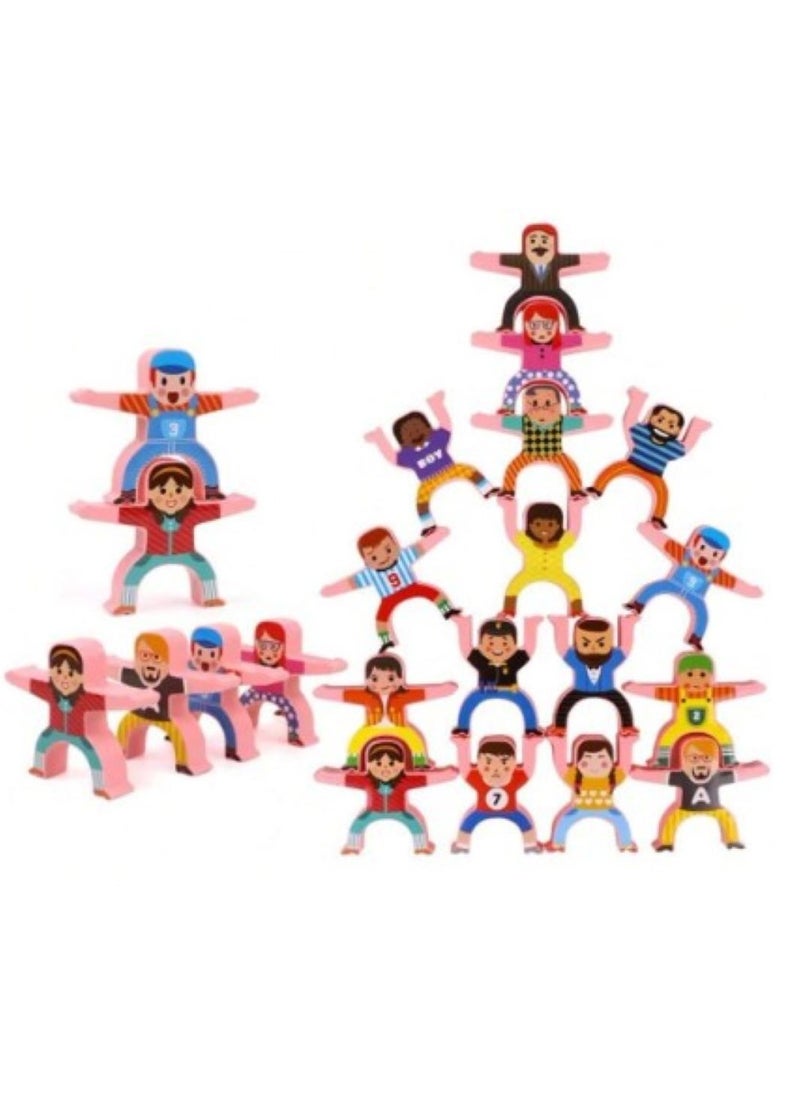 TOY GARDEN 20Pcs Wooden Stacking Toys,Balance People Building Blocks Game Montessori Educational STEM Stacking Toys For Adults Boys Girls  - Image 5