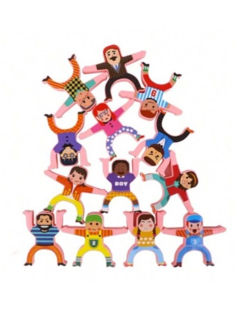 TOY GARDEN 20Pcs Wooden Stacking Toys,Balance People Building Blocks Game Montessori Educational STEM Stacking Toys For Adults Boys Girls  - Image 1