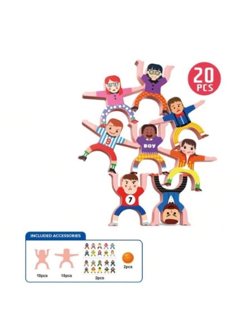 TOY GARDEN 20Pcs Wooden Stacking Toys,Balance People Building Blocks Game Montessori Educational STEM Stacking Toys For Adults Boys Girls  - Image 3