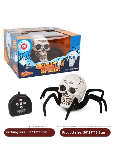 Infrared Remote Control Spider Toy Halloween Prank High Simulation Hairy Crawling Wolf Spider Fun Scary Playtime-Color:Four-way Skull Spider