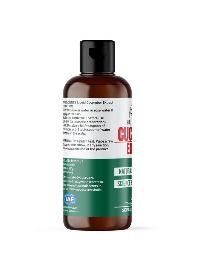 Hollywood Secrets Pure 85% Cucumber Liquid Botanical Extract | Toning | Conditioner | Hair Growth | 100ml - Image 2