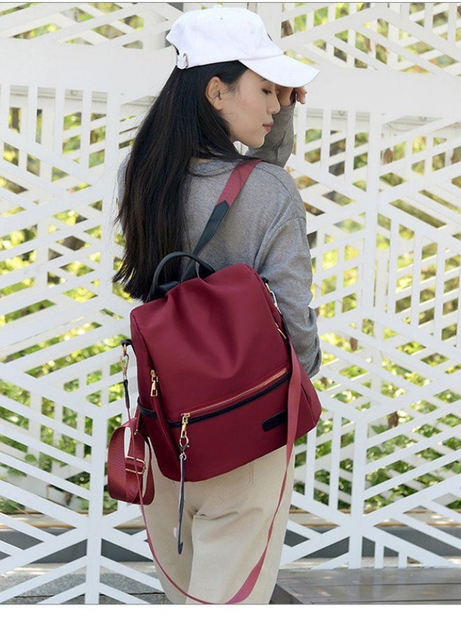 WAOKN Girls' Oxford Canvas Backpack, New Fashionable Large-capacity School Bag Back Bag for Students, Trendy Charms and Versatile Travel Bag Carry Bags Gift Bag for Children and Teenagers (Red)  - Image 2