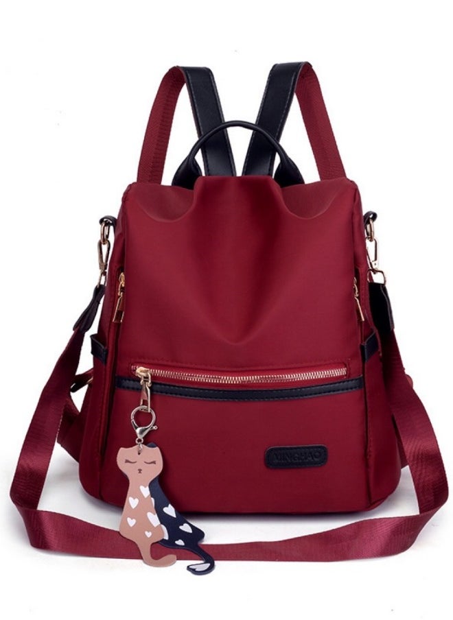 WAOKN Girls' Oxford Canvas Backpack, New Fashionable Large-capacity School Bag Back Bag for Students, Trendy Charms and Versatile Travel Bag Carry Bags Gift Bag for Children and Teenagers (Red)  - Image 1