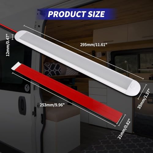RVZONE 12V LED Interior Light Bar 120LEDs 1800LM 8W DC Frosted 12 Volt led Strip Lights with ON/Off Switch 12v led Light Enclosed Trailer Truck Interior Lights for Camper Truck Van RV Trailer Cargo - Image 4