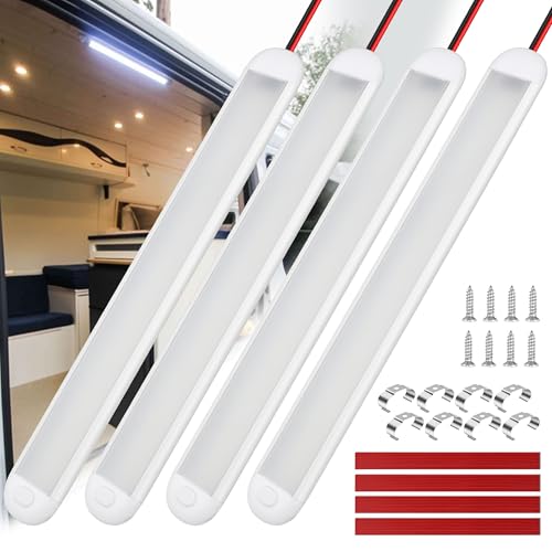 RVZONE 12V LED Interior Light Bar 120LEDs 1800LM 8W DC Frosted 12 Volt led Strip Lights with ON/Off Switch 12v led Light Enclosed Trailer Truck Interior Lights for Camper Truck Van RV Trailer Cargo - Image 1